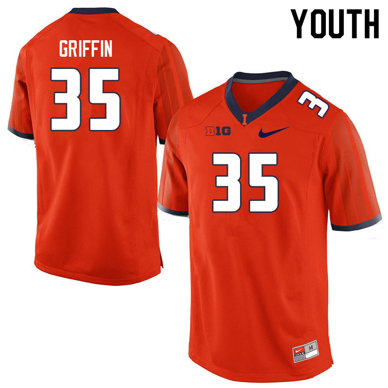 Youth #35 Grayson Griffin Illinois Fighting Illini College Football Jerseys Sale-Orange